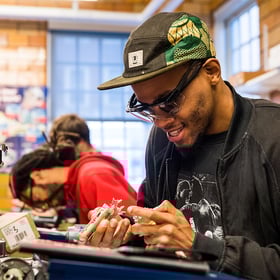 Locksmith student at work in benchroom